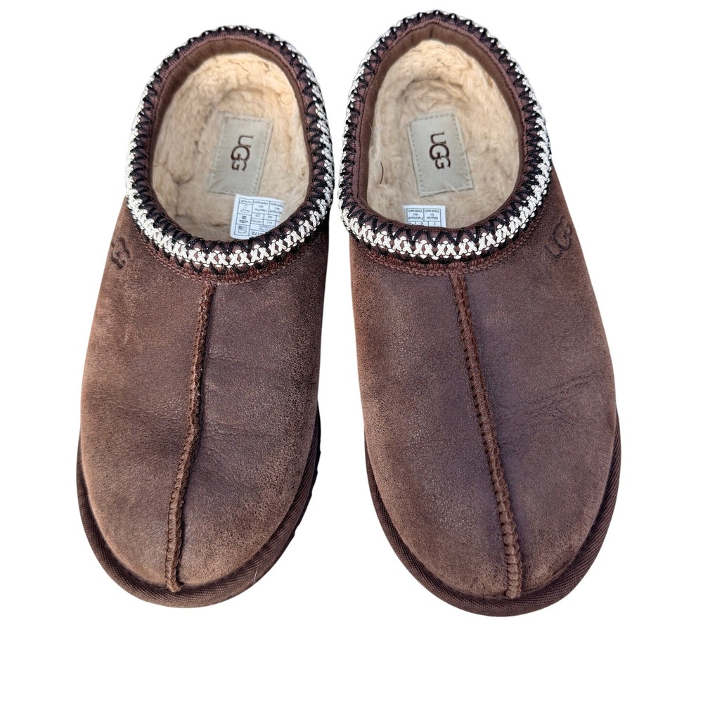UGG Tasman Slippers Chocolate Brown Suede Sheepskin 1158172 Womens 7 Loungwear